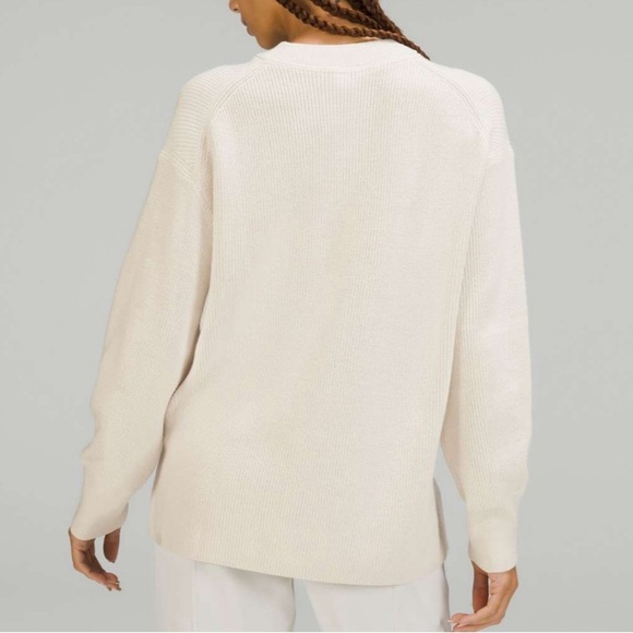 Lululemon Merino Wool-Blend Ribbed Crewneck Sweater - White Opal - Picture 3 of 8